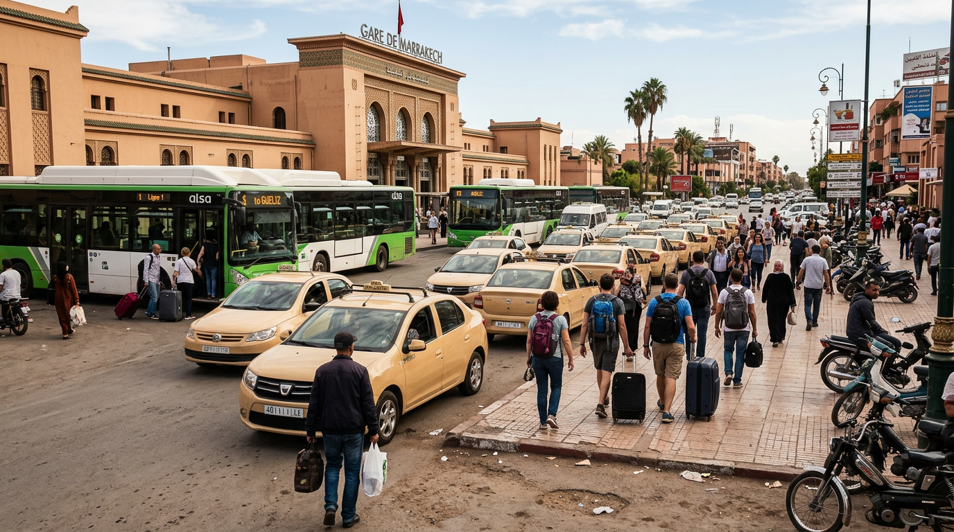 Photograph illustrating Escaping the Station: Taxis, Buses, and 